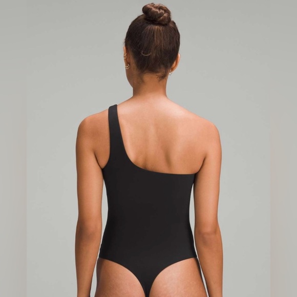 Lululemon Wundermost Ultra-Soft Nulu Asymmetrical Bodysuit in Black - Picture 3 of 7
